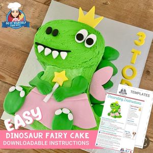 Dinosaur Fairy Dressup Cake Easy Template Decorating Tutorial