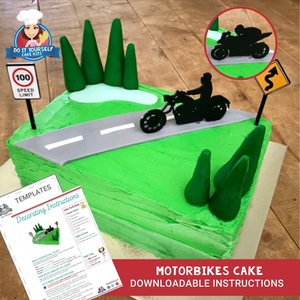 Easy DIY Motorbike Cake Downloadable Template and Tutorial