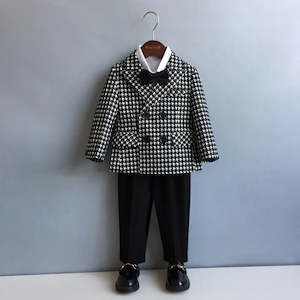 Suit: Boys Formal Houndstooth Blazer Suit Set
