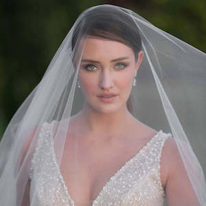 Bridal Veil: Elegance Unveiled: Two-Tier Cathedral Bridal Veil with Long Blusher