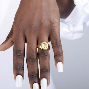 Bridal Jewellery: Gold Goth Initial Signet Ring