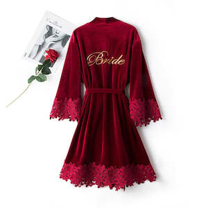 Bridesmaid: Velour Lace Bridal Robe
