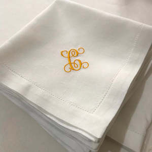 Accessories: Custom Monogram Embroidered Dinner Cloth Napkin