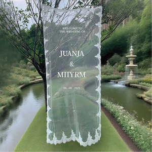 Romantic Sheer Lace Wedding Welcome Banner – Custom Transparent Signage