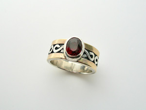 Rubelite Tourmaline Silver & Gold Ring weebleworksjase