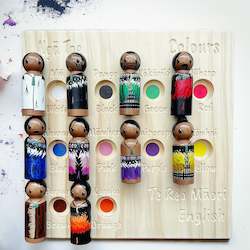 Aotearoa Gifting: Ngā tae wooden board and peg set