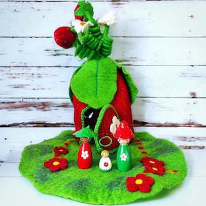 Products: Large felt strawberry home with matching pegs