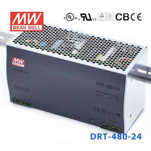 Din Rail: Mean Well DRT-480-24 Three Phase Industrial Power Supply 480W 24V - DIN Rail
