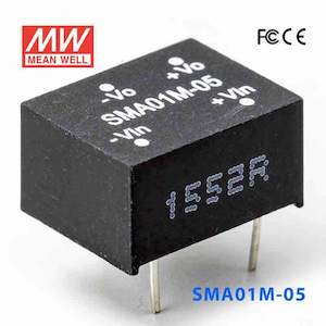 12v Nominal: Mean Well SMA01M-05 DC-DC Converter - 1W - 10.8~13.2V in 5V out