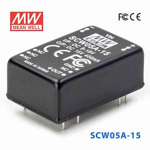 12v Nominal: Mean Well SCW05A-15 DC-DC Converter - 5W 9~18V DC in 15V out