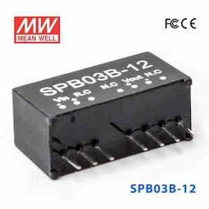 24v Nominal: Mean Well SPB03B-12 DC-DC Converter - 3W - 18~36V in 12V out