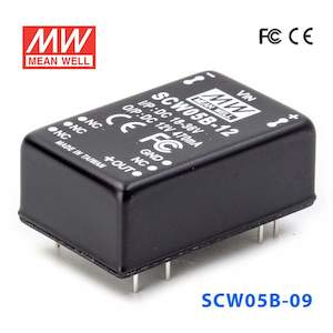 24v Nominal: Mean Well SCW05B-09 DC-DC Converter - 5W 18~36V DC in 9V out
