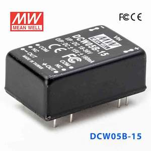 24v Nominal: Mean Well DCW05B-15 DC-DC Converter - 5W - 18~36V in ±15V out