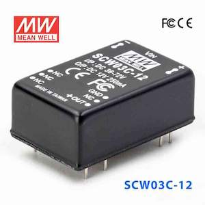 48v Nominal: Mean Well SCW03C-12 DC-DC Converter - 3W 36~72V DC in 12V out
