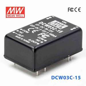 48v Nominal: Mean Well DCW03C-15 DC-DC Converter - 3W - 36~72V in ±15V out