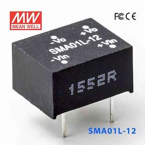 5v Nominal: Mean Well SMA01L-12 DC-DC Converter - 1W - 4.5~5.5V in 12V out