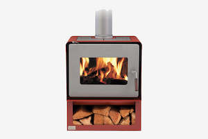 Wood Burner: Woodsman Flare Red Brown Wood Box Burner