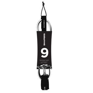 Surf Accessories: 9.0 Shapers Longboard Ankle Leash Black White
