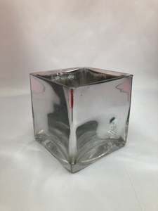 Glassware: Silver glass cube vase small