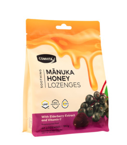 Comvita Manuka Honey Lozenge with Elderberry Extract & Vitamin C - 12 Pack