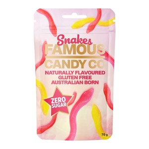 Snacks And Pantry Lollies: Famous Candy Co - Sugar Free Snakes (180g)