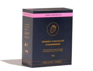 Organic Times - Dark Chocolate Strawberries - 100g