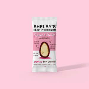 Snacks And Pantry Snacks: Shelby's - Dipped and Dusted Almonds - Raspberry Dark Chocolate (40g)