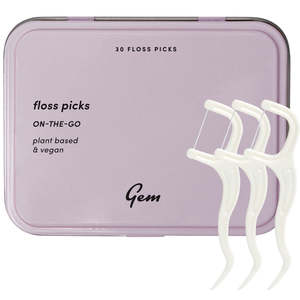 Dental Floss: Gem Floss Picks - On The Go Tin - 30 Pieces