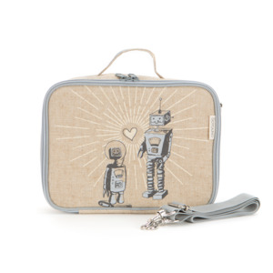 SoYoung - Raw Linen Insulated Lunch Box - Robot Playdate