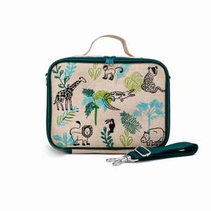 SoYoung - Raw Linen Insulated Lunch Box - Safari Friends