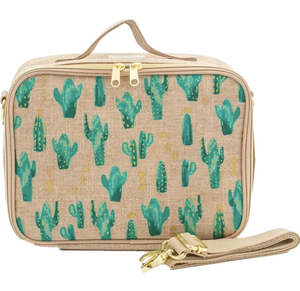 SoYoung - Raw Linen Insulated Lunch Box - Cacti Desert