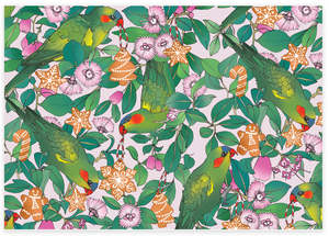Eco Home Gardening: Earth Greetings - Folded Christmas Wrapping Paper- Lorikeets and Lilly Pilly