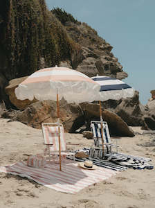 Business and Pleasure Holiday Beach Umbrella Pink Capri Stripe