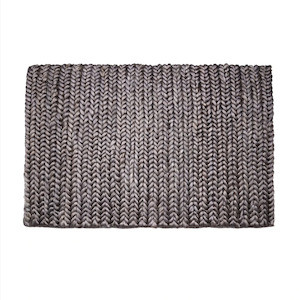 Picnic Rugs: Jute Rug Thick Tall Dark Grey 60x90