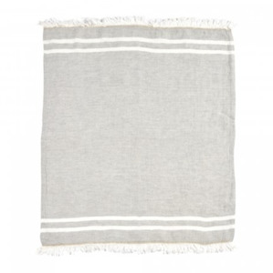 Belgian Linen Libeco Gray Stripe Guest Towel 55x65cm