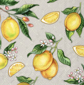 Ihr Paper Napkins: IHR Luncheon Citrons Grey