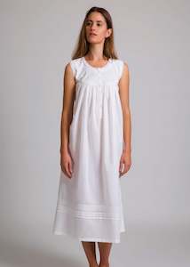 Arabella 100% Cotton Night Dress Sleeveless White