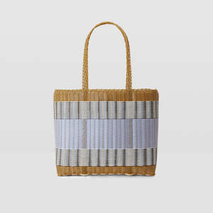 Palorosa Handwoven Tote Basket Med - Tobacco & Blue Lilac