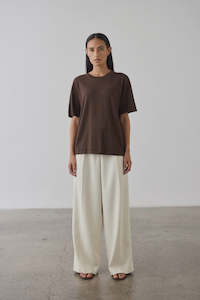 Laing Oversized Silk/Cotton T-Shirt Chocolate
