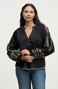 Scarlett Blouse Black Embroidered by Velvet