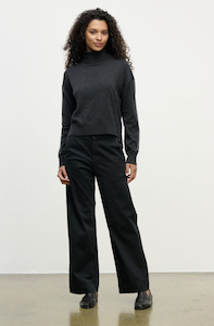 Den Stretch Cotton Twill Vintage Black Pants by Velvet