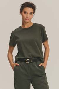 New: Leigh Cotton Tee Olive by Velvet