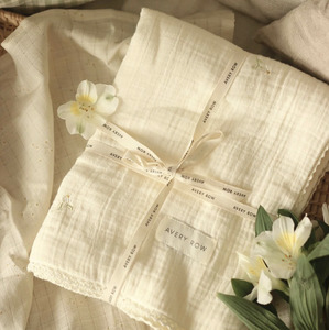 Avery Row Embroidered Muslin Blanket Wild Chamomile
