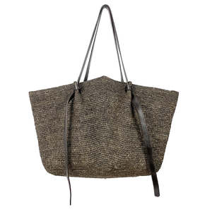 Baskets Bags: Gemma XL Bag Taupe w.Black Leather Strap