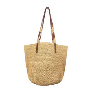 Baskets Bags: Alice M Bag Natural w.Tan Leather Straps