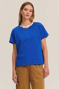 Tia Cotton Tee Island Blue by Velvet