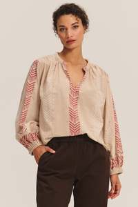 Gaia Embroidered Blouse Cream by Velvet