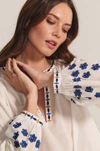 Amani Embroidered Blouse Cream by Velvet