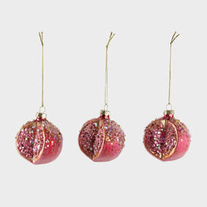Christmas: Sugared Pomegranate Decorations - Set of 3