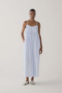 Fomina: Fomina Viv Dress - Blue Stripe Seersucker